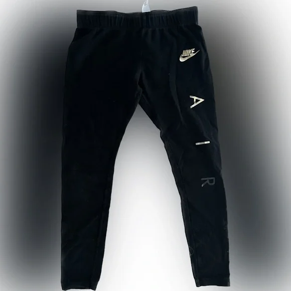 Nike Bottoms Nike Kids Girls Black Leggings Gold Accents Size